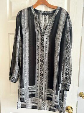 I.N.C. Black and White Sheer Tunic
